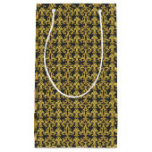 Elegant Rococo Revival Gold & Charcoal Baroque スモールペーパーバッグ (正面)