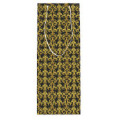 Elegant Rococo Revival Gold & Charcoal Baroque ワインギフトバッグ (裏面)