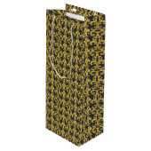 Elegant Rococo Revival Gold & Charcoal Baroque ワインギフトバッグ (正面アングル)