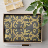 Elegant Rococo Revival Gold & Charcoal Baroque 薄葉紙 (ギフト)