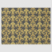 Elegant Rococo Revival Gold & Charcoal Baroque 薄葉紙 (正面)