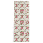 Elegant Rococo Revival Pink Floral & Beige Lattice ワインギフトバッグ (正面)
