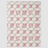 Elegant Rococo Revival Pink Floral & Beige Lattice 薄葉紙 (正面)