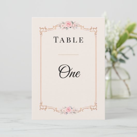 Elegant Rococo Wedding Table Numbers  招待状 (スタンド正面)