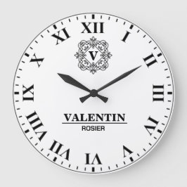 Elegant Roman Numeral luxurious monogram ラージ壁時計