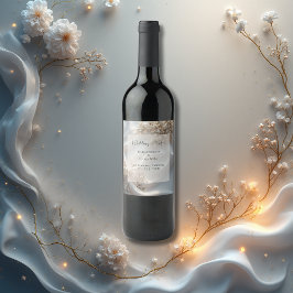 Elegant romantic babys breath floral wedding ワインラベル