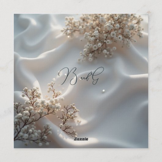 Elegant romantic babys breath floral wedding 招待状 (裏面)