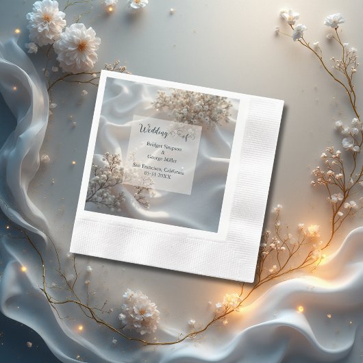 Elegant romantic babys breath floral wedding 縁ありカクテルナプキン