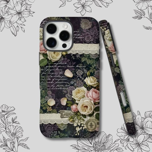 Elegant Romantic Blooms & Lace Ephemera Case-Mate iPhoneケース