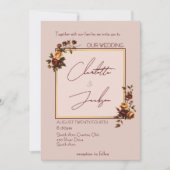 Elegant Romantic Blush Rose Autumn Wedding 招待状 (正面)