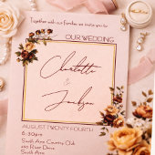Elegant Romantic Blush Rose Autumn Wedding 招待状