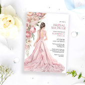 Elegant Romantic Blush Roses Floral Bridal Shower 招待状