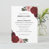 Elegant Romantic Botanical Burgundy Floral wedding 招待状 (スタンド正面)