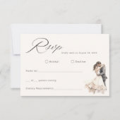 Elegant Romantic Bride Groom Wedding 出欠カード (正面)