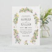 Elegant Romantic Bustling Flowers QR Code Wedding 招待状 (スタンド正面)