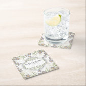 Elegant romantic calligraphy retro floral wedding  スクエアペーパーコースター (インサイチュ)
