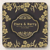 Elegant romantic champagne gold  floral wedding  コースター (正面)