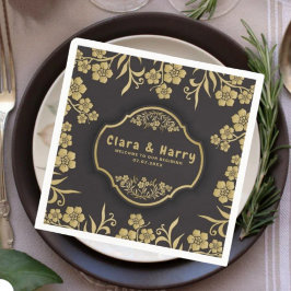 Elegant romantic champagne gold  floral wedding  スタンダードカクテルナプキン