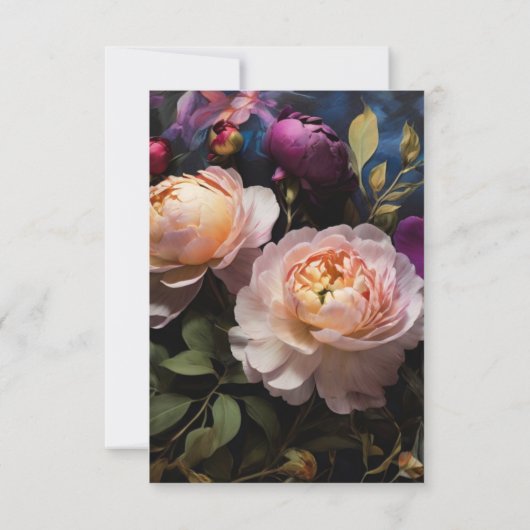 Elegant romantic dark moody floral Wedding 招待状 (裏面)