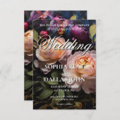 Elegant romantic dark moody floral Wedding 招待状 (正面/裏面)