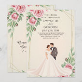Elegant Romantic Floral 招待状 (正面/裏面)