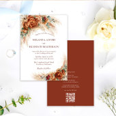 Elegant Romantic Floral Boho QR Code Wedding 招待状