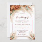 Elegant Romantic Floral Calligraphy Boho Wedding 招待状 (正面)