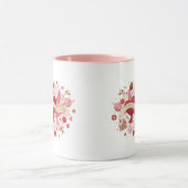 Elegant Romantic Floral Heart Coffee Mug マグカップ (中央)