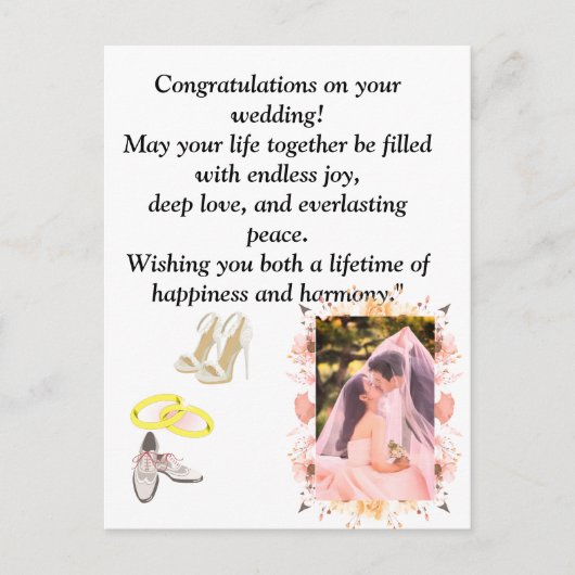 Elegant Romantic Floral Wedding Congratulations Ca ポストカード (正面)