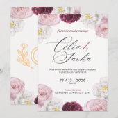 Elegant Romantic Floral Wedding Invitation Card 招待状 (正面/裏面)