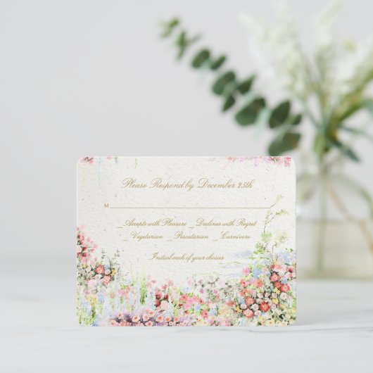 elegant romantic florals river chateau wedding 出欠カード (スタンド正面)