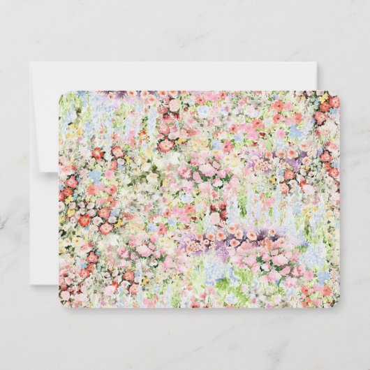 elegant romantic florals river chateau wedding 出欠カード (裏面)