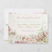 elegant romantic florals river chateau wedding 出欠カード (正面)