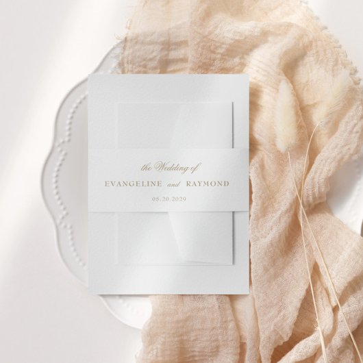 Elegant Romantic Gold Script Wedding 招待状ベリーバンド