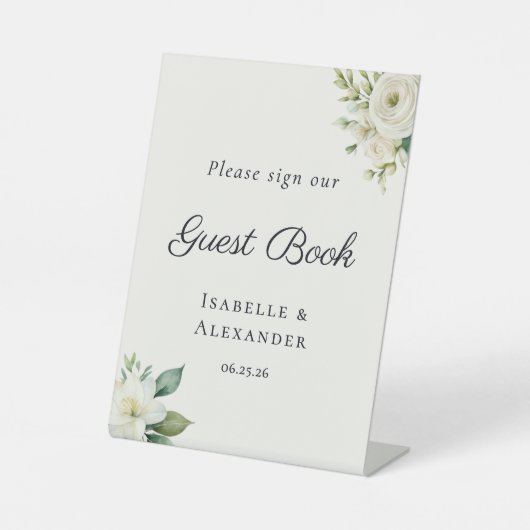 Elegant Romantic Guest Book 台座サイン (正面)