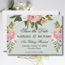 Elegant Romantic Handpainted Floral Wedding セーブザデート