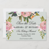 Elegant Romantic Handpainted Floral Wedding セーブザデート (正面)