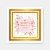 Elegant Romantic Modern Pink Floral Bridal Shower スタンダードカクテルナプキン (正面)