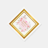 Elegant Romantic Modern Pink Floral Bridal Shower スタンダードカクテルナプキン (角)