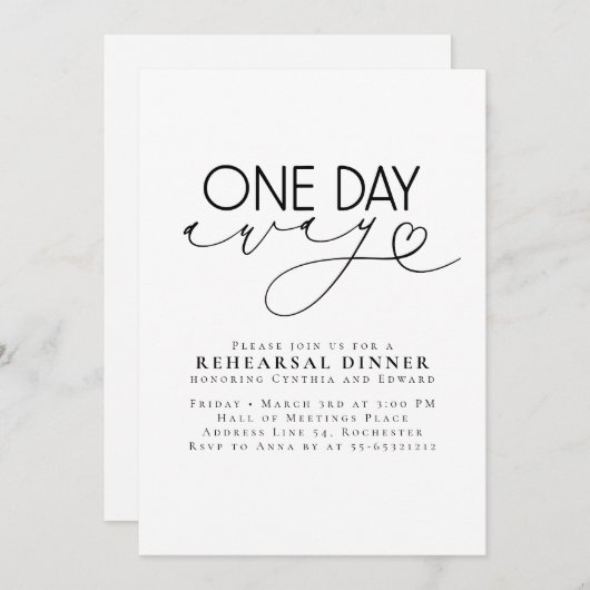 Elegant Romantic Modern Rehearsal Dinner 招待状 (正面/裏面)