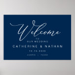 Elegant Romantic, Navy Blue font, Wedding Welcome ポスター<br><div class="desc">Beautiful Modern Elegant Romantic,  Navy Blue typeface,  Wedding Welcome Poster.  It is the most perfect way,  to welcome your guests,  family and friends,  to attend your wedding ceremony and reception.
Designed by Teeshaderrick</div>