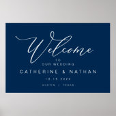 Elegant Romantic, Navy Blue font, Wedding Welcome ポスター (正面)
