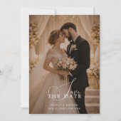 Elegant Romantic Photo Save the Date Card セーブザデート (正面)