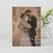 Elegant Romantic Photo Save the Date Card セーブザデート (スタンド正面)