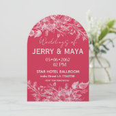 Elegant Romantic Pink Floral Wedding Invitation 招待状 (スタンド正面)