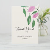 Elegant Romantic Pink Wildflowers Watercolor Art サンキューカード (スタンド正面)