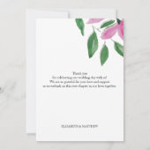 Elegant Romantic Pink Wildflowers Watercolor Art サンキューカード (裏面)