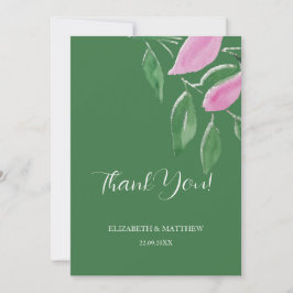 Elegant Romantic Pink Wildflowers Watercolor Art サンキューカード