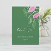Elegant Romantic Pink Wildflowers Watercolor Art サンキューカード (スタンド正面)
