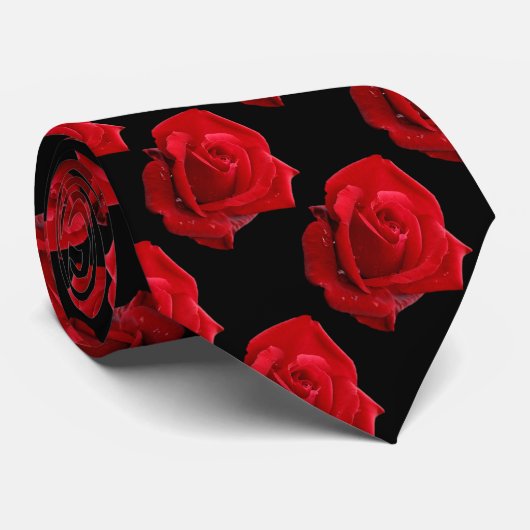 Elegant Romantic Red Roses Floral ネクタイ (ロール)